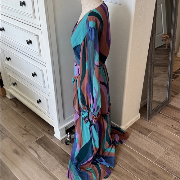 Anthropologie Hutch XL Geo Wrap balloon sleeve maxi dress - Picture 6 of 7